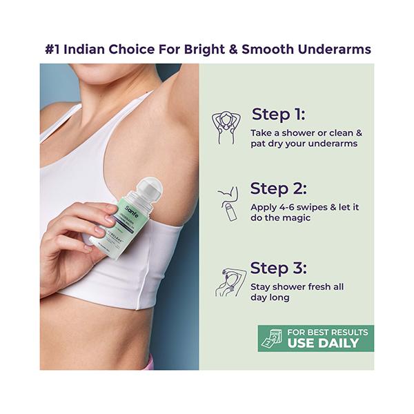 Sanfe Underarm Lightening Roll On for Women, For Underarms, Lightens & Remove Pigmentation, Deodorant for Underarms, Glycoclear Technology 50 ml - Intimate Care