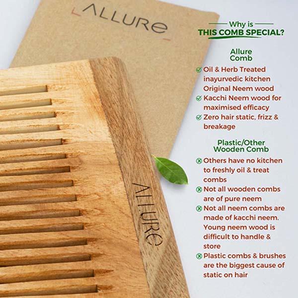 Allure Wooden Neem Comb (CS-01) 2's - Hair Combs