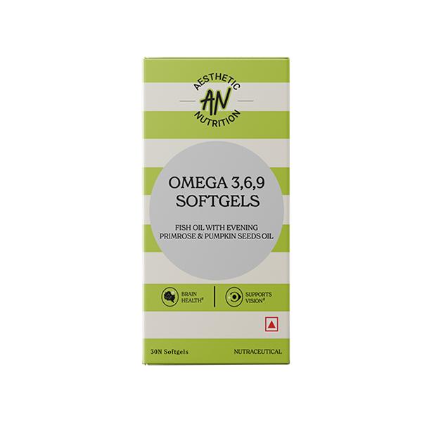 Aesthetic Nutrition Omega 3 6 9 Softgels Triple Omega Formula With Evening Primrose, Fish Oil, And Pumpkin Seed Oil For Heart, Skin 30 Softgels 1's - Omega Fish Oil Fatty Acids