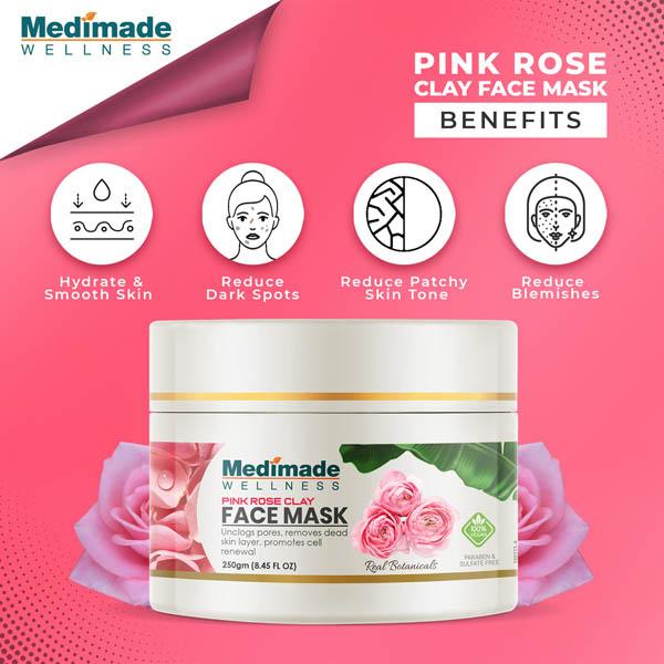 Medimade Pink Rose Clay Face Mask (Pack of 2) 1's - Masks & Peels
