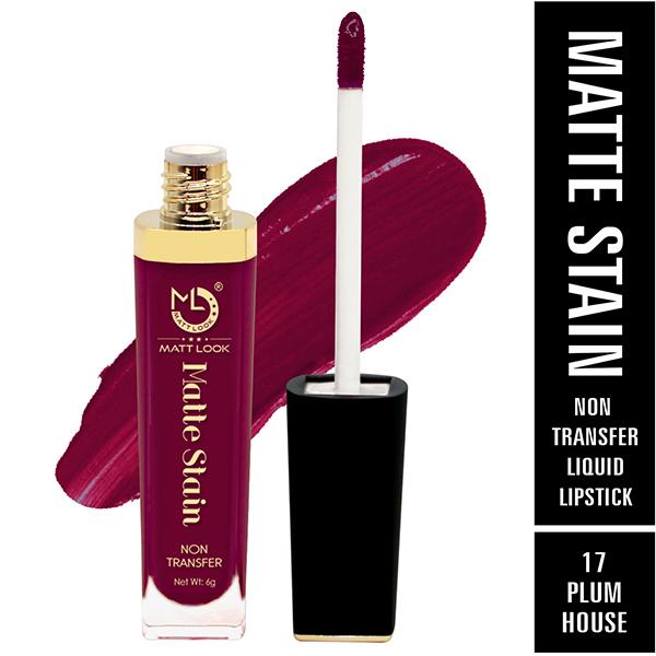 Matt Look Matte Stain Non Transfer Long Lasting Liquid Lipstick for Hydrated - Plum House 6 gm - Liquid Lipsticks