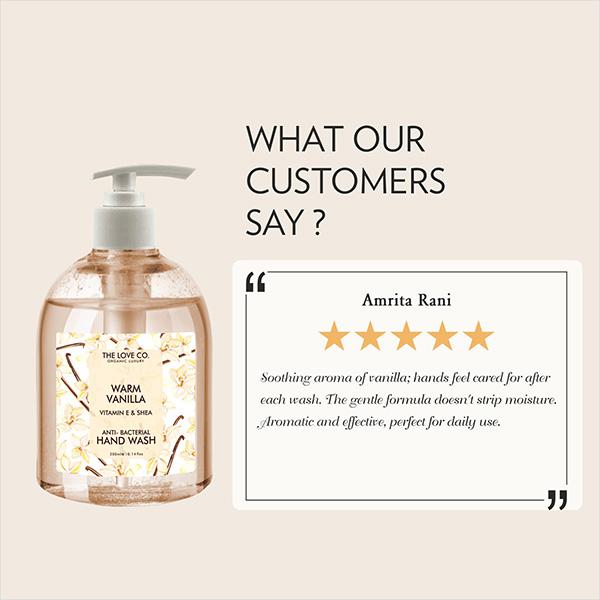 The Love Co. Warm Vanilla Hand Wash For Moisturized Hand - Gentle Cleanser for Soft Hands - Liquid Hand Soap Suitable for Sensitive Skin 300 ml - Hand Wash & Soaps