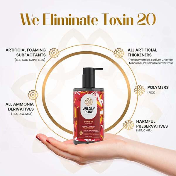 Wildly Pure Evolve Hair Fall Control Shampoo Damage Control 12 Oils Pro Vitamin B5 Toxin 20 300 ml - Shampoos