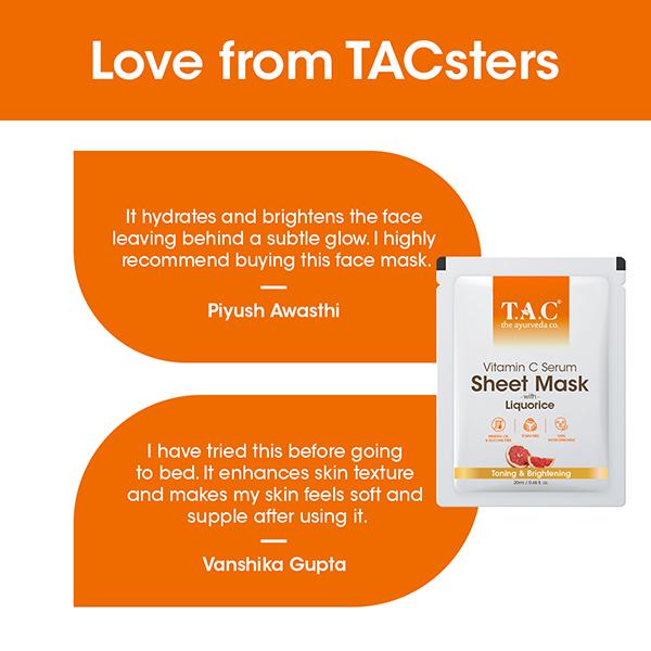 T.A.C - The Ayurveda Co. Vitamin C Serum Sheet Mask with Liquorice Toning and Brightening 22ml - Sheet Masks
