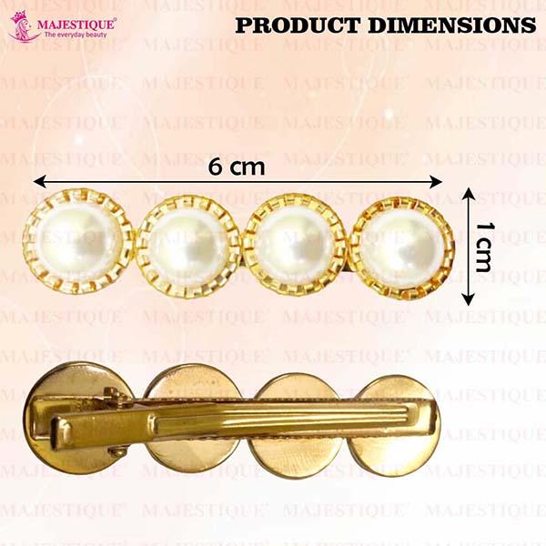 Majestique Stylish Pearl Golden Hair Pins, Metal Korean Fancy Accessories, Kids, Girls, Women 5's - Hair Clips/Bands