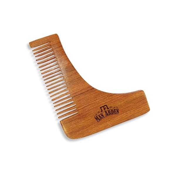 Man Arden Neem Wooden L Shaped Beard Comb with Rich Leather Pouch 1's - Beard Comb
