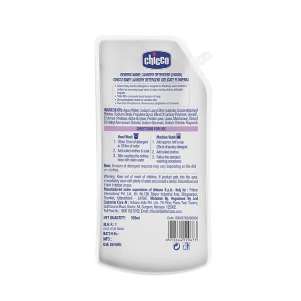 Chicco Sensitive 0M + Baby Laundry Detergent Delicate Flowers 500 ml - Baby Detergents