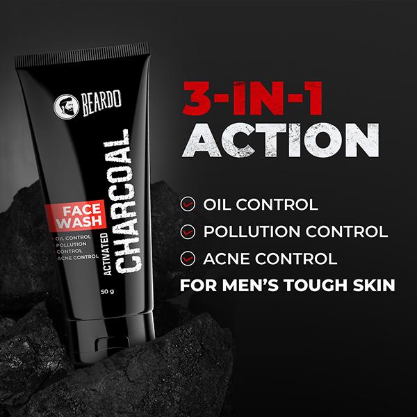 Beardo Activated Charcoal Facewash 50 ml - Face Wash & Cleansers