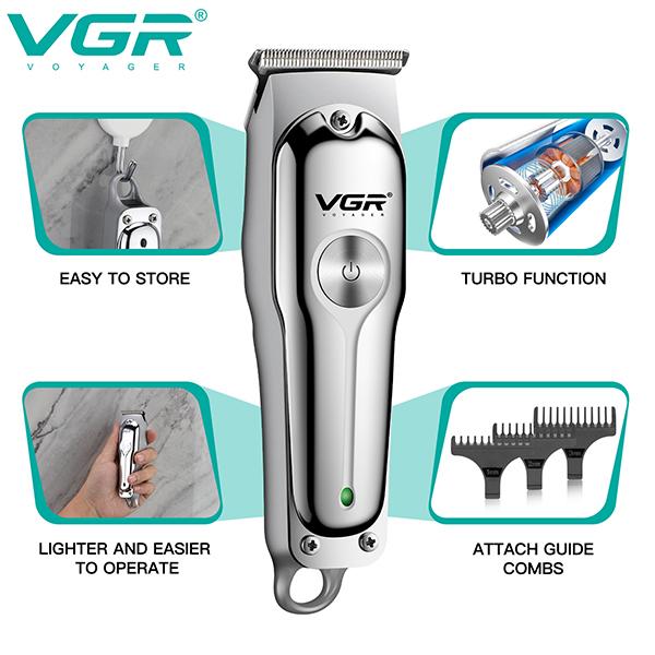 VGR V071 Body Groomer 120 min Runtime 4 Length Settings Silver 1s 1's - Hair Removal Accessories