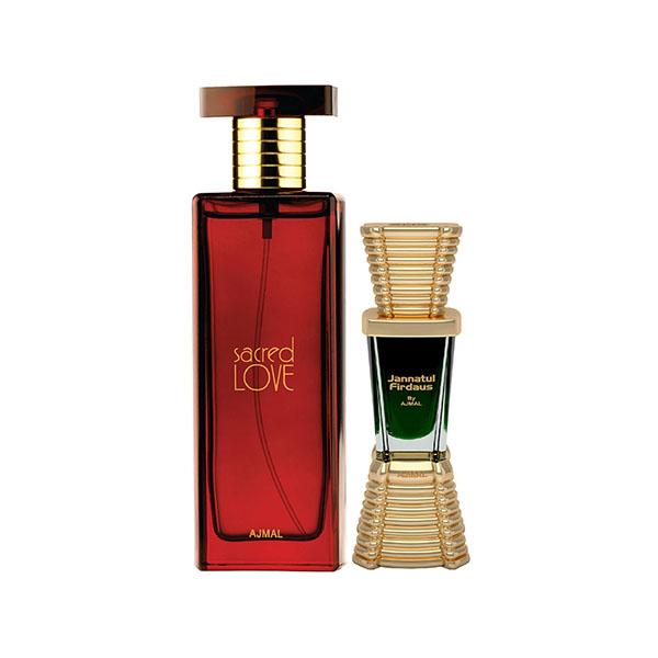 Ajmal Sacred Love EDP Floral Musky Perfume And Jannatul Firdaus Concentrated Perfume Oil Oriental 60 ml - Perfumes (Edt/Edp)