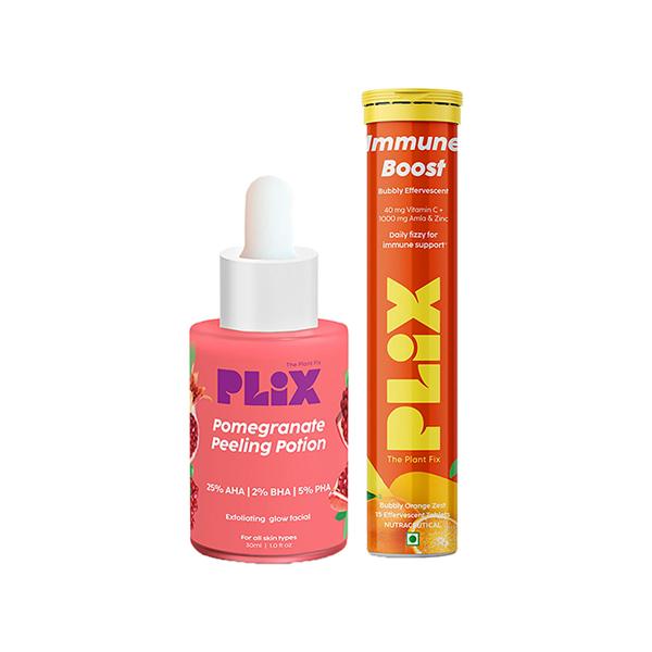 Netmeds | Plix The Plant Fix Pomegranate Peeling Potion And Vitamin C Effervescent Combo 30 ml