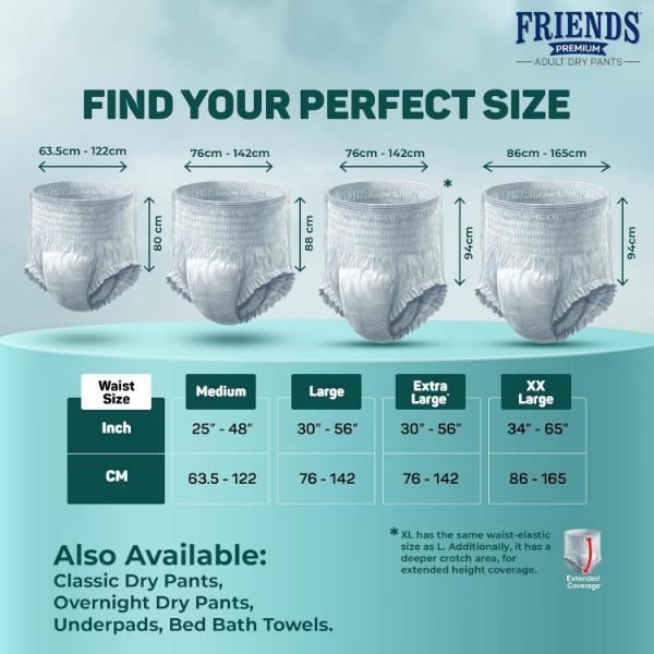 Friends Adult Diaper Pants-Premium (L) 10's - Adult Diapers & Pads