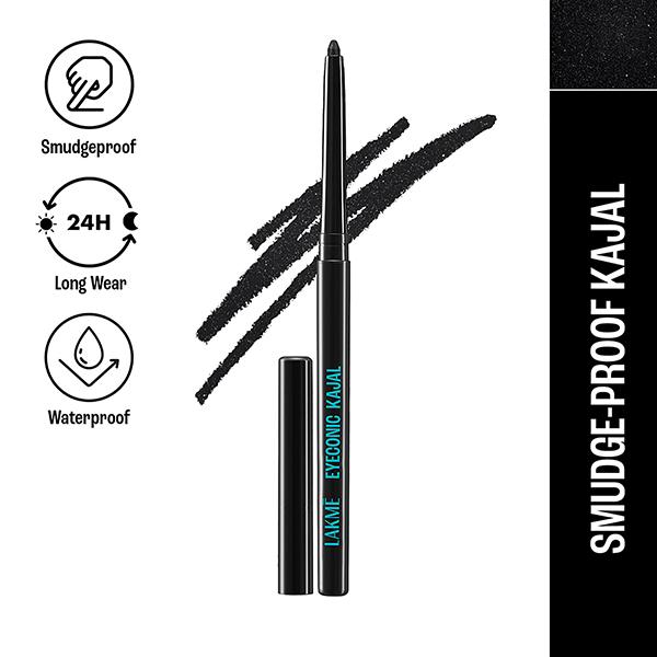 Lakme 9 to 5 Eyeconic Kajal, Waterproof, Smudgeproof, lasts 24 Hrs, Sparkling Black, 0.35 gm - Kajal & Kohls