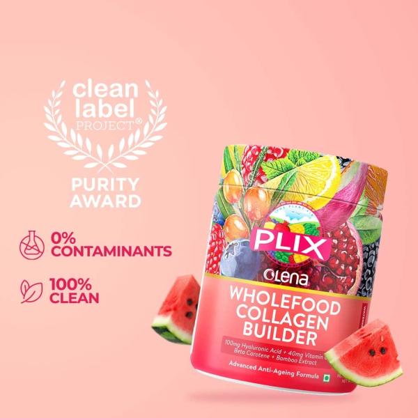 Plix Olena Wholefood Collagen Builder Powder - Watermelon 200 gm - Hair & Skin