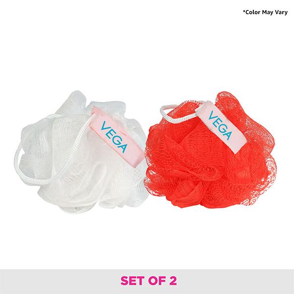 Vega Mini Sponge Loofah, Red and White, (VC2BA-3/12) 2's - Body Scrubbers & Brushes