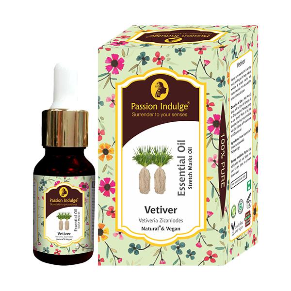 Passion Indulge Vetiver Essential oil for Anti-Scar, Anti-oxidant, skin tonic, prevents Premature ageing-10 ml - Essential Oils
