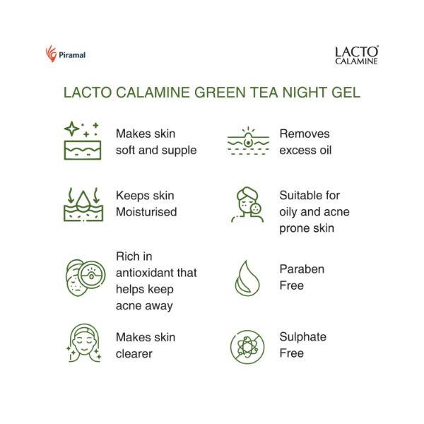 Lacto Calamine Night Gel with Green Tea, Hyaluronic acid & 5 fruit extracts- 50gm 3's - Night Cream