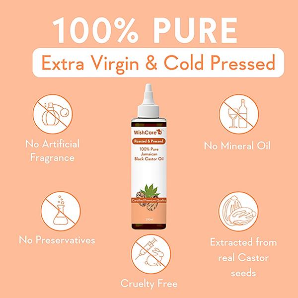 Wishcare Premium Jamaican Black Castor Oil-Cold Pressed 200 ml - Hair Oils