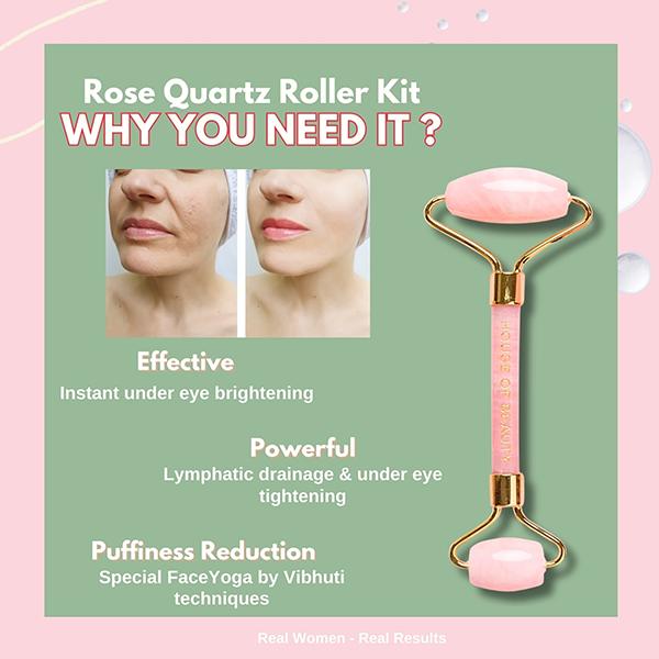 House of Beauty Rose Quartz Roller Kit For Toning, Tightening, Depuffing Face & Undereyes (3Pcs) 1's - Face Oils