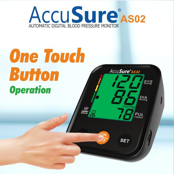 AccuSure Automatic Digital Blood Pressure Monitor 3 Color Display (AS02) 1's - Blood Pressure Monitors
