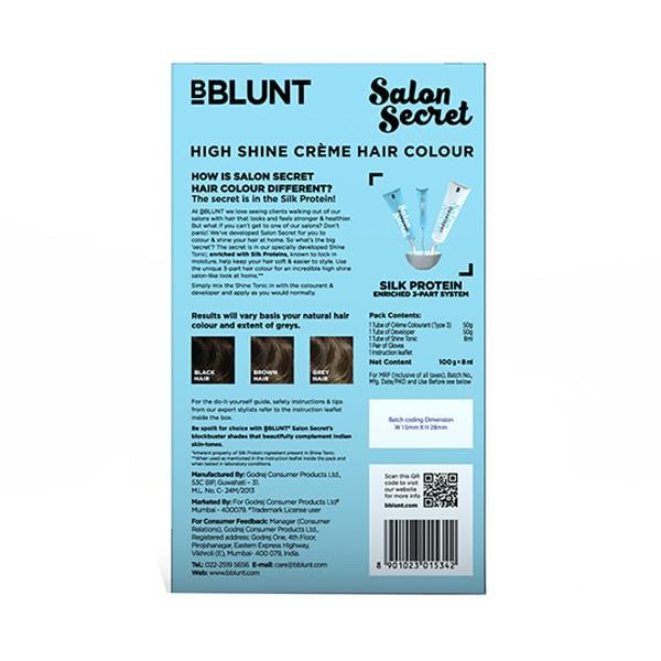 BBlunt Salon Secret High Shine creme Hair Colour Chocolate Dark Brown (50gm+50ml+8ml) 1's - Crème