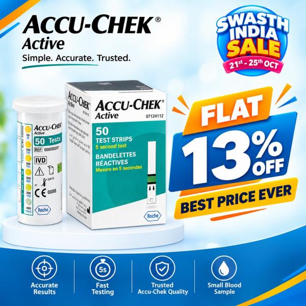 Netmeds | Accu-Chek Active Blood Glucose Test Strips 50's