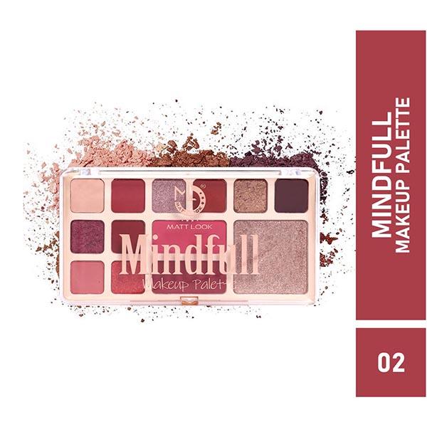 Matt Look 13 Shades Mindful Eyeshadow Baked Highlighter Blush Makeup Palette Smooth Blendable Colors- 02 16.5 gm - Face Palettes