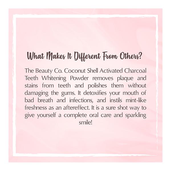 The Beauty Co. Coconut Shell Teeth Whitening Powder - Activated Charcoal 50 gm - Tooth Powder