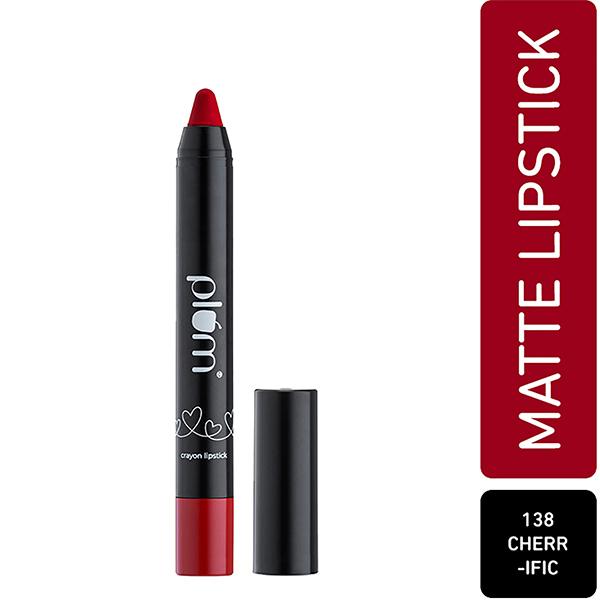 Plum Twist & Go Matte Lipstick Ceramides + Hyaluronic Acid Airbrushed Finish Long Lasting 100% Vegan & Cruelty-Free Cherrific - 138 (Cherry Red) 1.8 gm - Lip Crayons