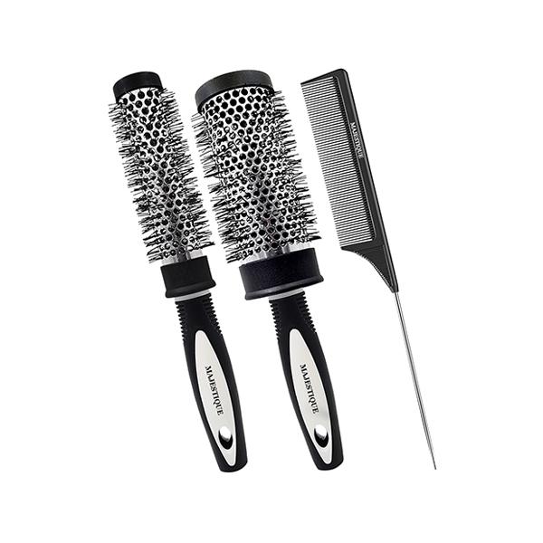 Netmeds | Majestique Two Blow Dry Hair Roller Brushes and Tail Comb, Blowout Hair Styling 3's