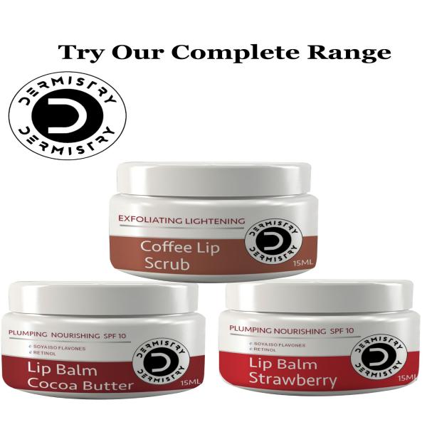 Dermistry Plumping Nourishing SPF 10 Lip Balm Cocoa Butter 15 ml + Exfoliating Lightening Coffee Lip Scrub 15 ml - Lotions & Creams