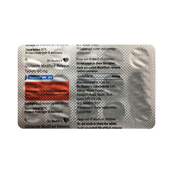 RECLIDE MR 60 Tablet 15's - Diabetes-Ant