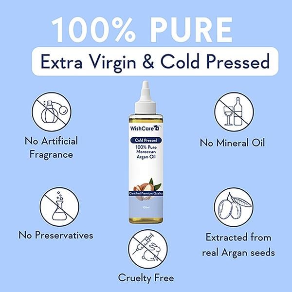 WishCare 100% Pure Cold Pressed Natural Moroccan Argan Oil 100 ml - Hair Oils