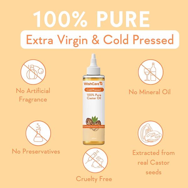 Wishcare 100% Pure Cold Pressed Castor Oil 200 ml - Hair Oils