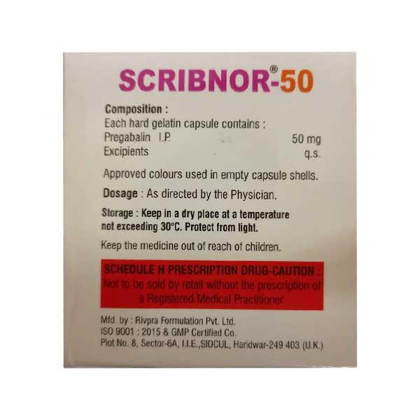 SCRIBNOR 50 Capsule 10's - Neuropathic Pain-Dru
