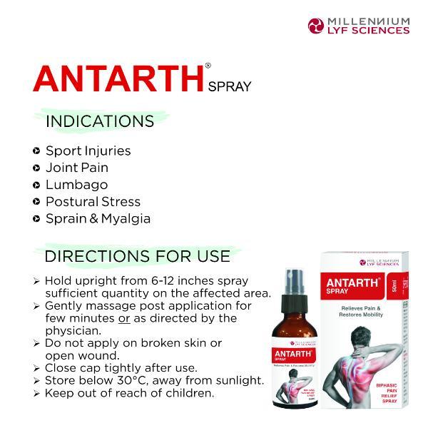Millennium Lyf Sciences Antarth Biphasic Pain Relief Spray 50 ml - Pure Herbs