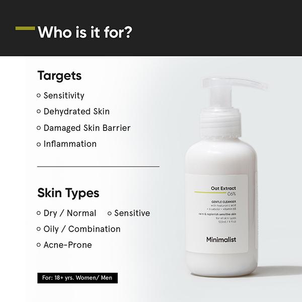 Minimalist Oat extract 6% gentle low-foaming cleanser with hyaluronic acid for damaged 120 ml - Face Washes