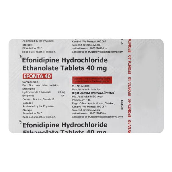EFONTA 40mg Tablet 15's - Hypertension-Cal