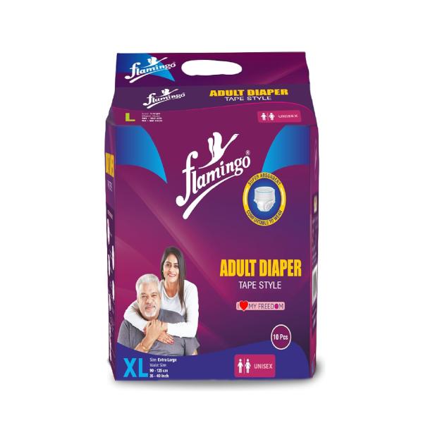 Netmeds | Flamingo Adult Diapers Tape Style (OC - 2492) (L) 10's