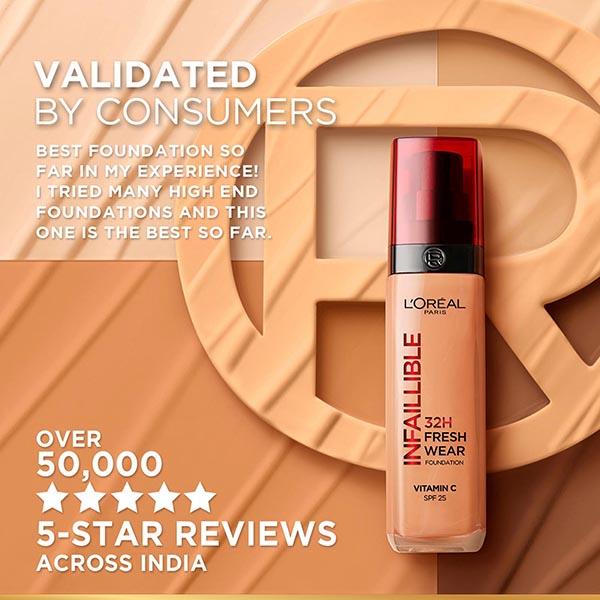 L'Oreal Paris Infallible 24H Fresh Wear Foundation, 220 Sand 30 Gm - Foundation