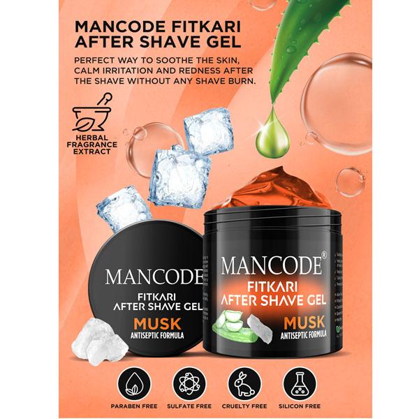 Mancode Fitkari After Shave Gel Musk Antiseptic Formula 100 gm - Shaving Gels