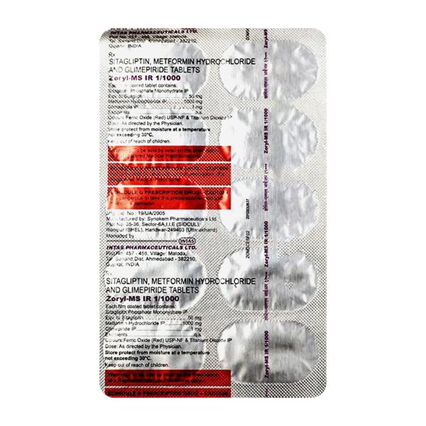 ZORYL MS IR 1/1000 Tablet 10's - Diabetes-Ant