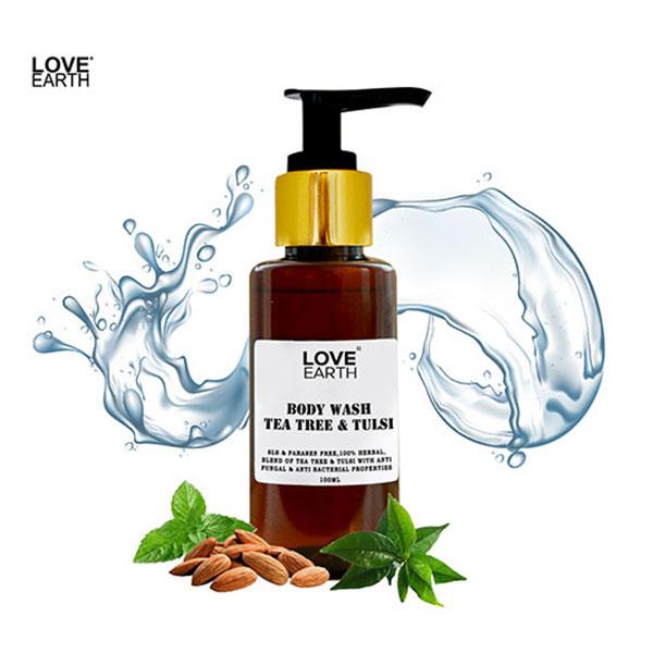 Love Earth Body Wash Tea Tree Tulsi for Moisturising Skin with Anti-bacterial Properties 100 ml - Shower Gels & Body Wash