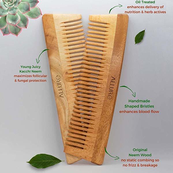 Allure Wooden Neem Comb (CD-01) 2's - Hair Combs