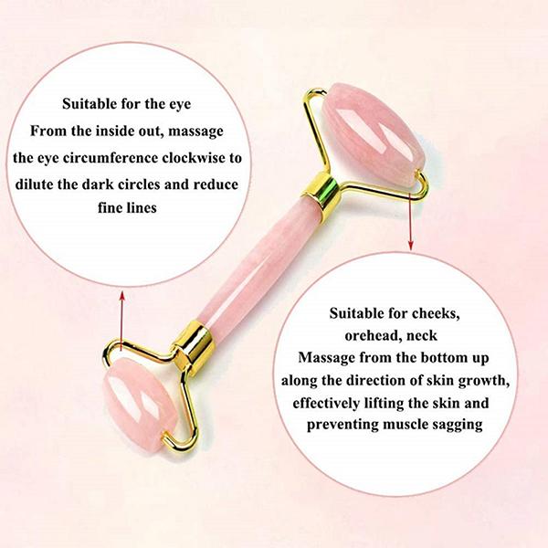 Bronson Professional Rose Quartz Facial Massage Roller 1's - Derma Rollers