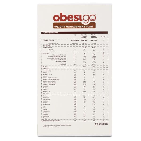 Obesigo Weight Management Plan Powder - Vanilla Shake (Pack of 7 x 50 g) - Weight Loss