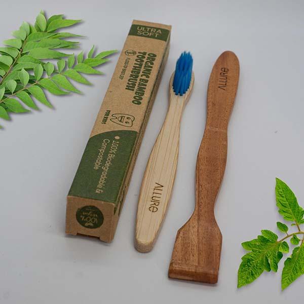 Allure Toothbrush OT 03 with Tounge Cleaner Brown 2's - Toothbrushes