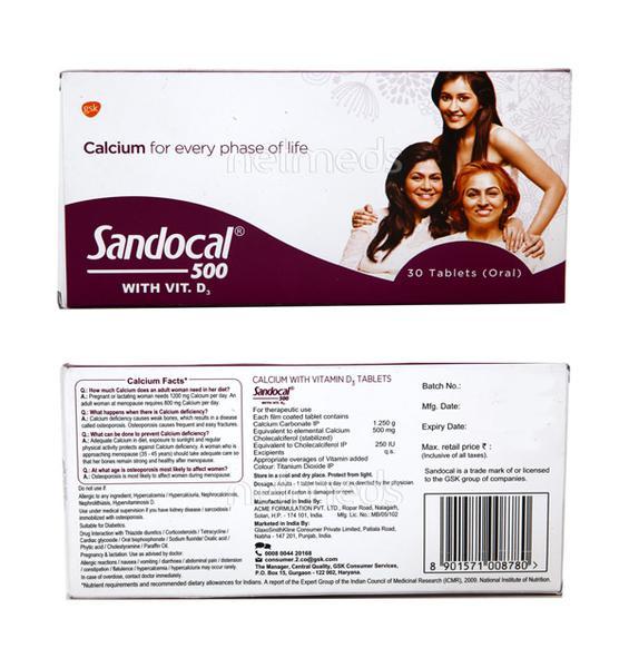Sandocal 500mg Tablet 30'S - Supplements-Cal