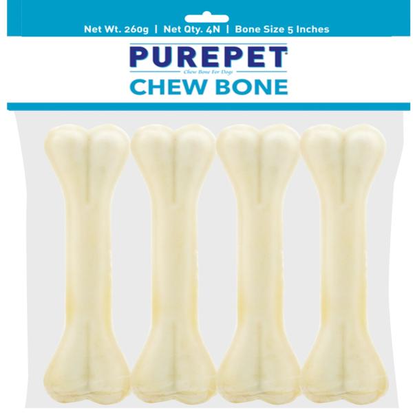 Netmeds | Purepet Pressed Chew Bones, Dog Treats, 5 inches - Pack of 4 Bones 260 gm