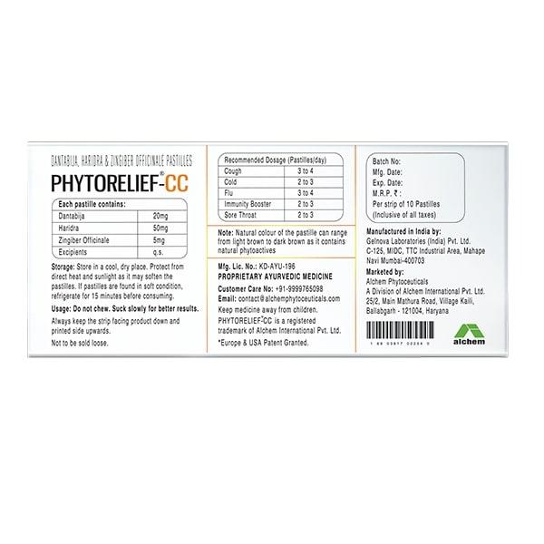 Alchemlife Phytorelief CC Sugar Free Pastilles 10's - Cough & Cold (Ayush)